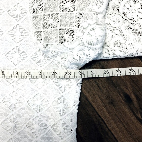 JM Collection Crochet Lace 3/4 Sleeve Keyhole Double Layered Tunic Top White  XL - Picture 6 of 10